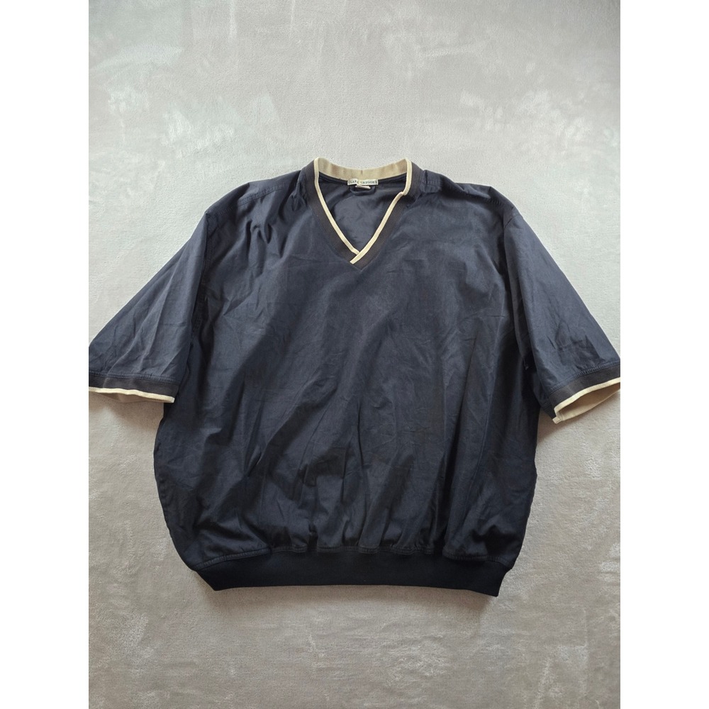 Clark Gregory Windbreaker Jacket Mens XXL Black V-Neck Short Sleeve Made In USA